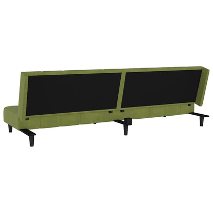 Sofá-cama de 2 lugares veludo verde-claro