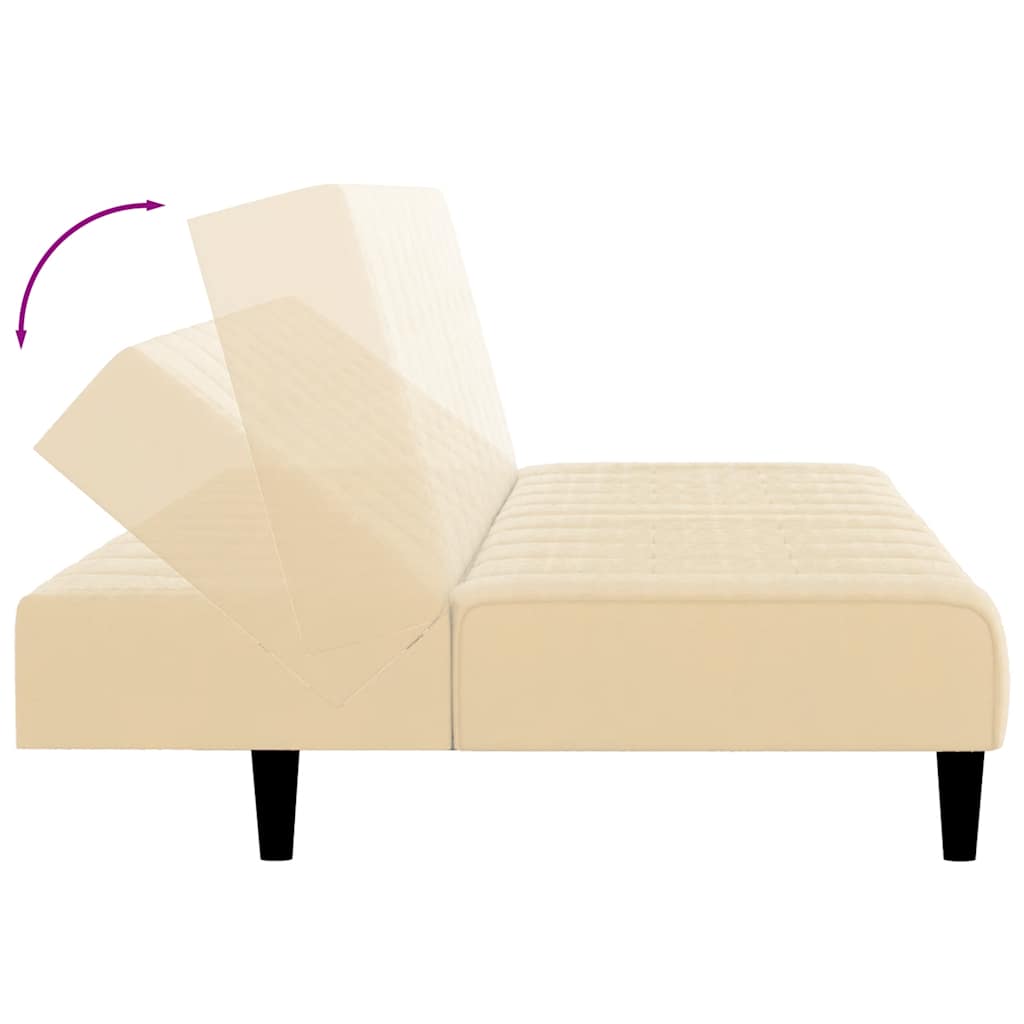Sofá-cama de 2 lugares veludo cor creme