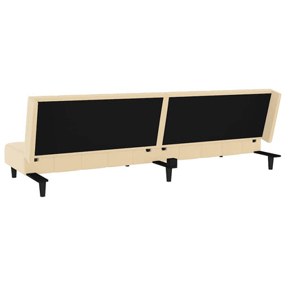 Sofá-cama de 2 lugares veludo cor creme