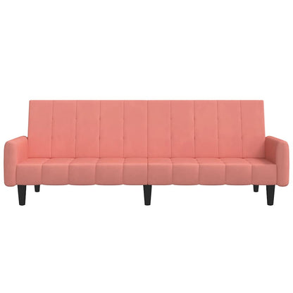 Sofá-cama de 2 lugares veludo rosa
