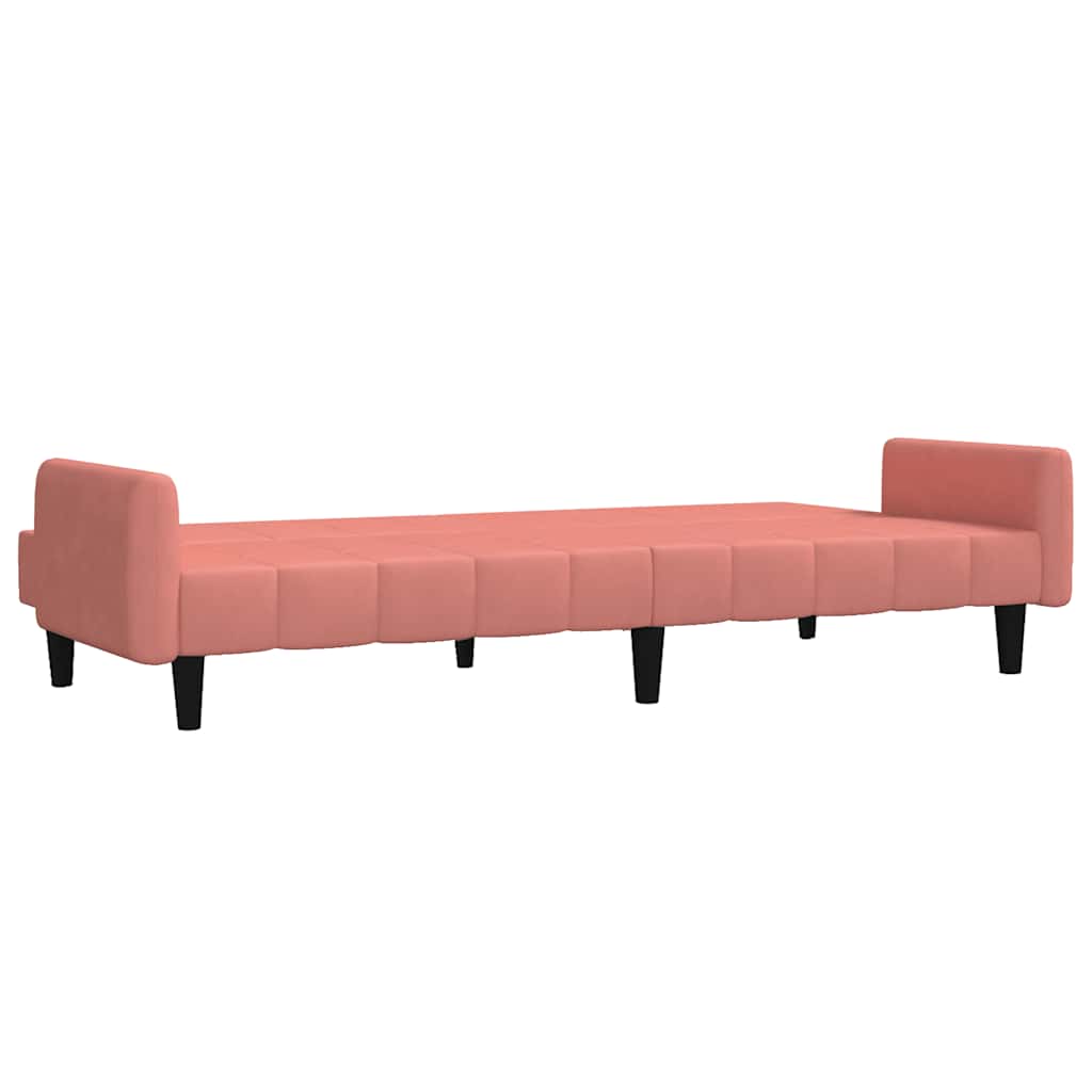 Sofá-cama de 2 lugares veludo rosa