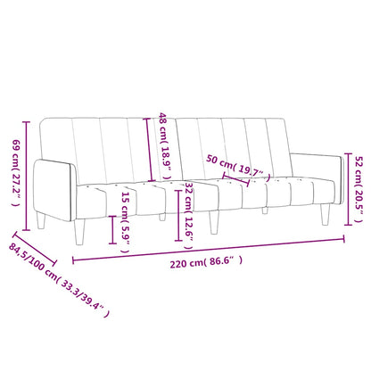 Sofá-cama de 2 lugares veludo rosa