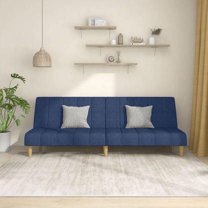 2-seater sofa bed in blue fabric