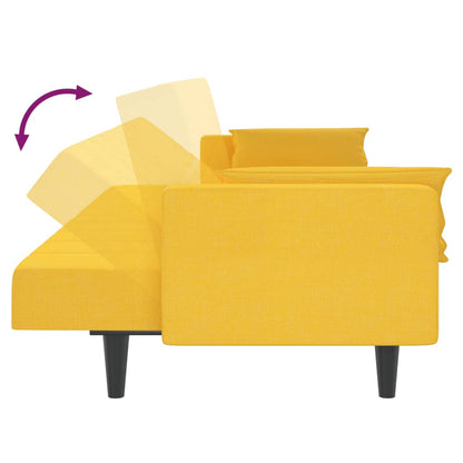 Sofá-cama 2 lugares com duas almofadas tecido amarelo