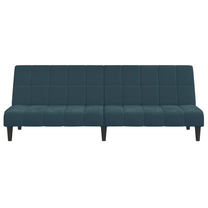 2-seater blue velvet sofa bed