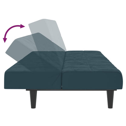 2-seater blue velvet sofa bed