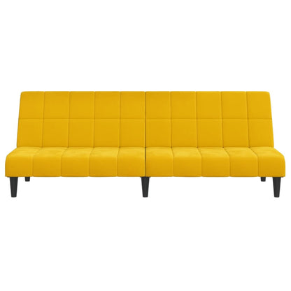 Yellow velvet 2-seater sofa bed
