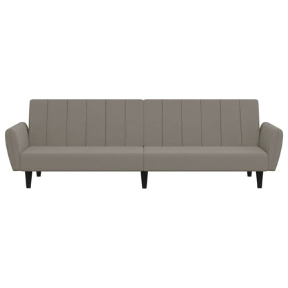 Light grey velvet 2-seater sofa bed