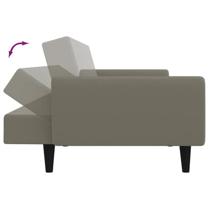 Light grey velvet 2-seater sofa bed