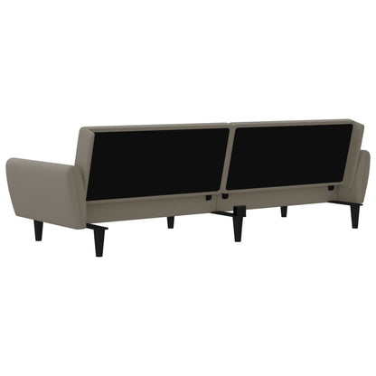 Light grey velvet 2-seater sofa bed