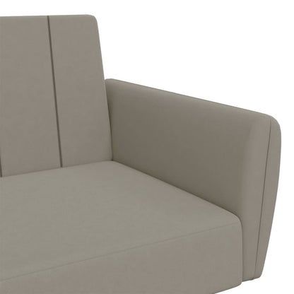 Light grey velvet 2-seater sofa bed