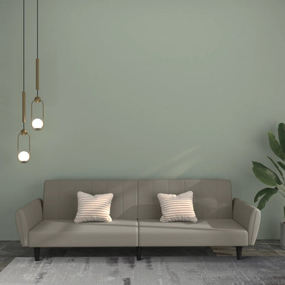 Light grey velvet 2-seater sofa bed