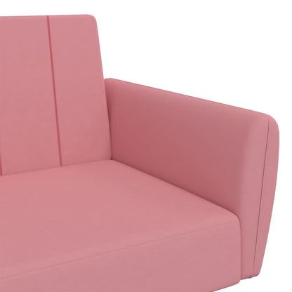 Sofá-cama de 2 lugares veludo rosa