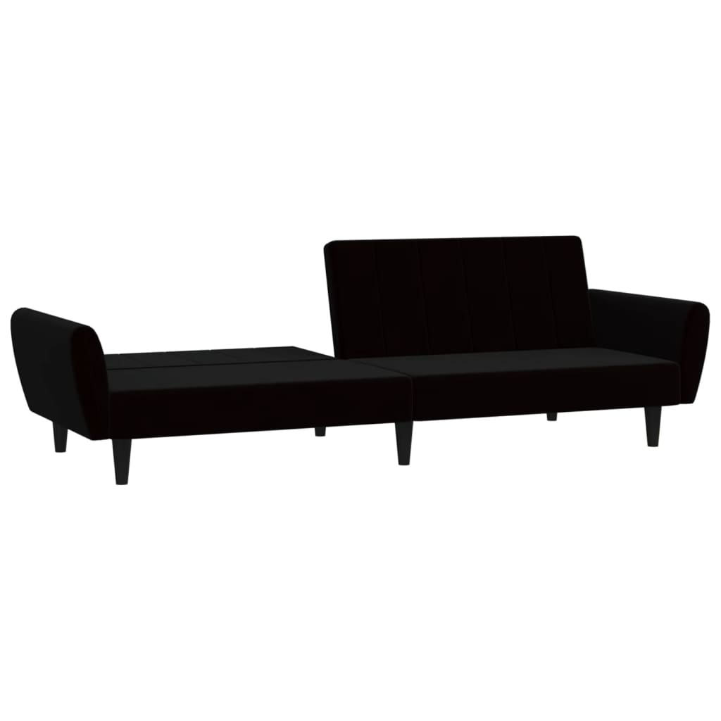2-seater black velvet sofa bed