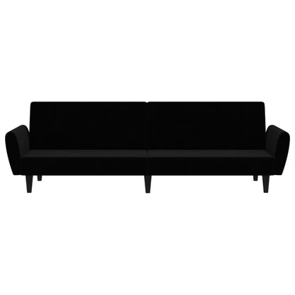 2-seater black velvet sofa bed