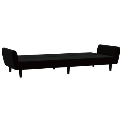 2-seater black velvet sofa bed