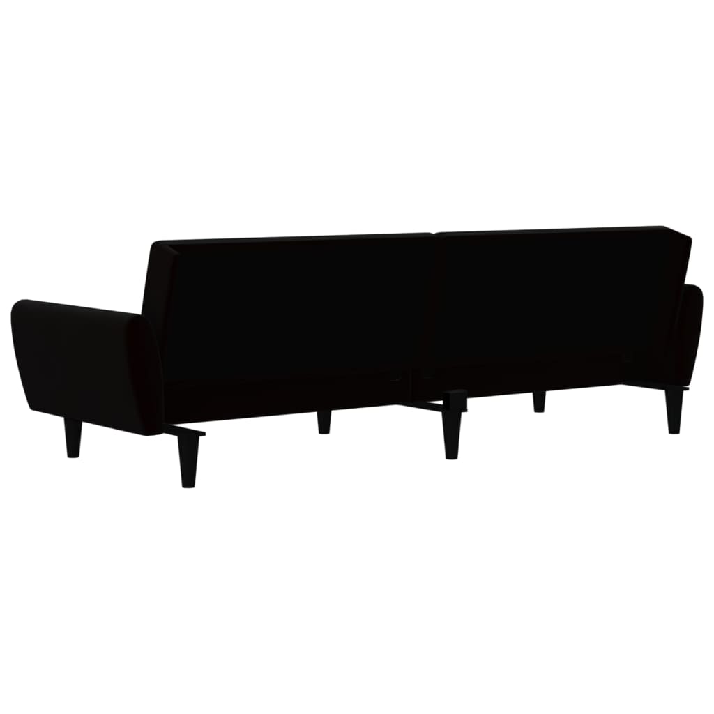 2-seater black velvet sofa bed