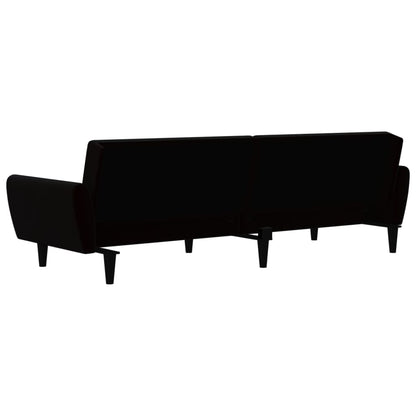 2-seater black velvet sofa bed