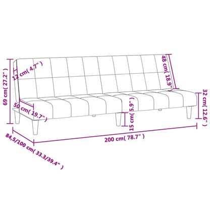 2-seater sofa bed in light grey fabric