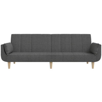 2-seater sofa bed with two cushions in dark grey fabric