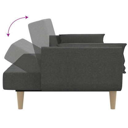 2-seater sofa bed with two cushions in dark grey fabric