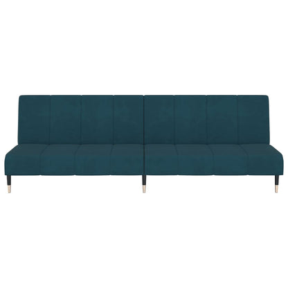 2-seater blue velvet sofa bed