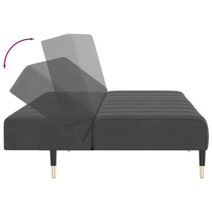 Dark grey velvet 2-seater sofa bed