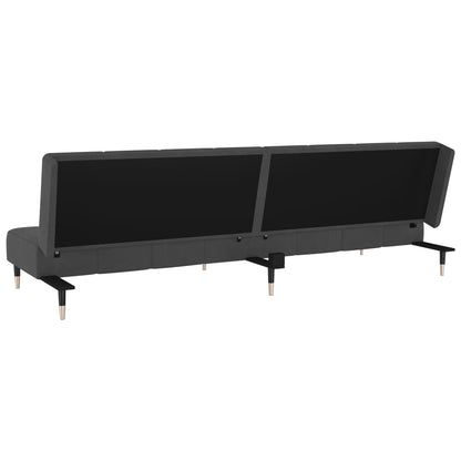 Dark grey velvet 2-seater sofa bed