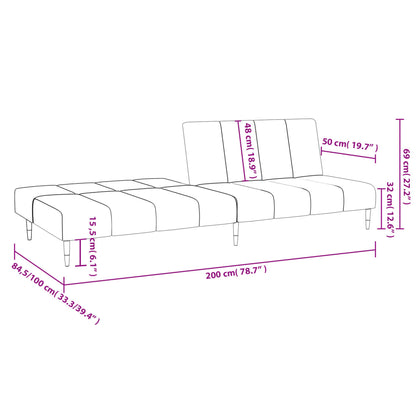 Dark grey velvet 2-seater sofa bed