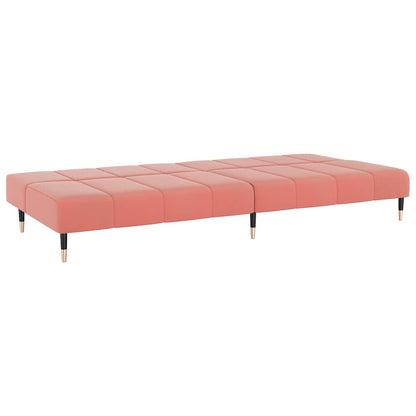 Sofá-cama de 2 lugares veludo rosa