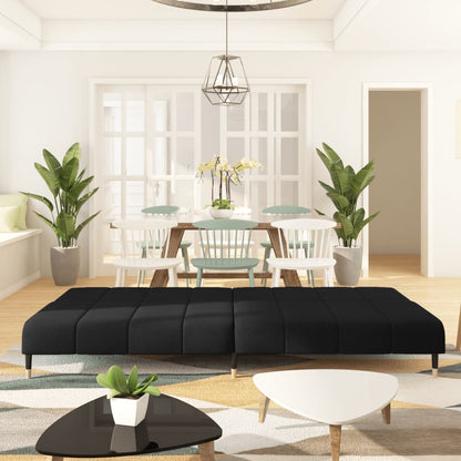 2-seater black velvet sofa bed