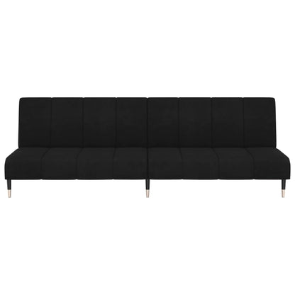 2-seater black velvet sofa bed