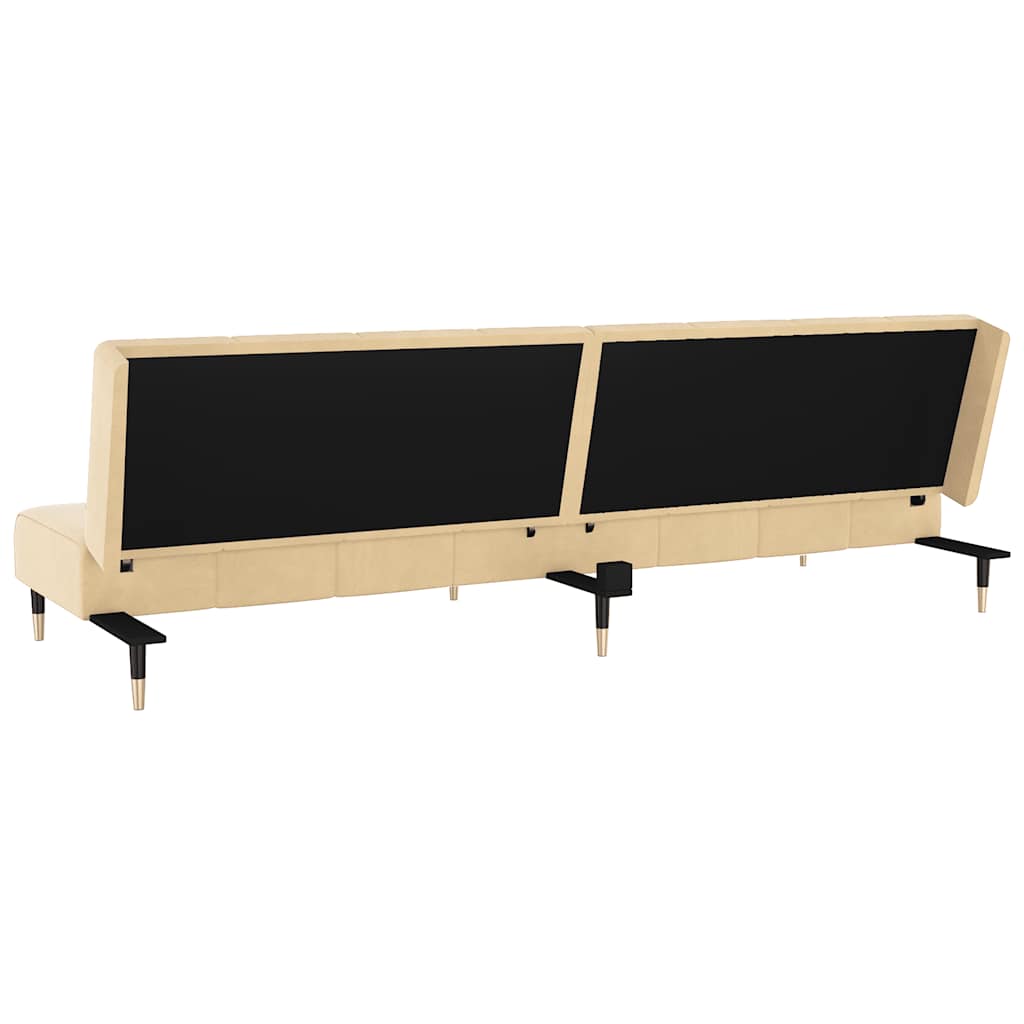 Sofá-cama de 2 lugares veludo cor creme