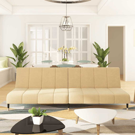 Sofá-cama de 2 lugares veludo cor creme
