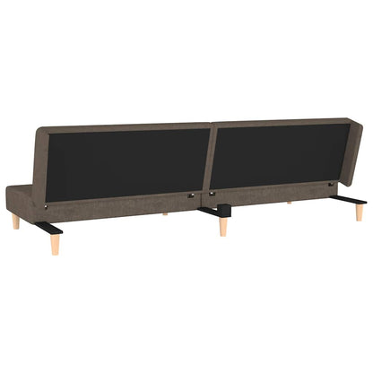 2-seater sofa bed with two brown fabric cushions