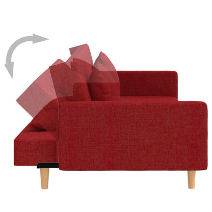 2-seater sofa bed with two cushions in red fabric