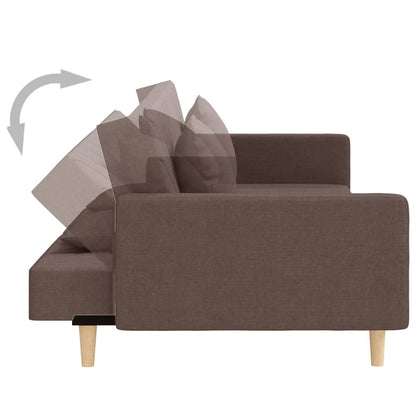 2-seater sofa bed with two cushions in grey-brown fabric