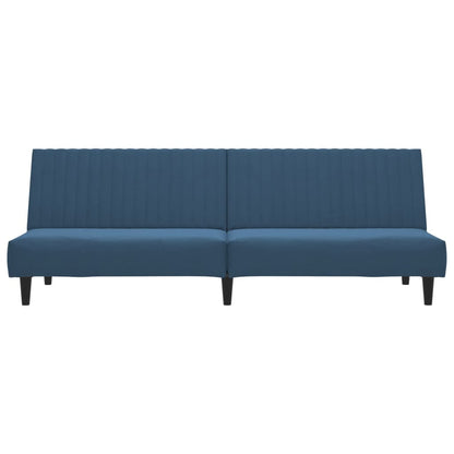 2-seater blue velvet sofa bed