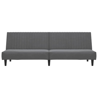 Sofá-cama de 2 lugares veludo cinzento-escuro