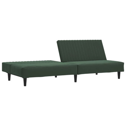 Dark green velvet 2-seater sofa bed