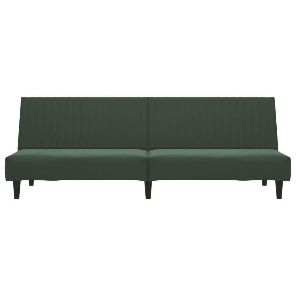 Dark green velvet 2-seater sofa bed