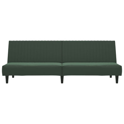 Dark green velvet 2-seater sofa bed