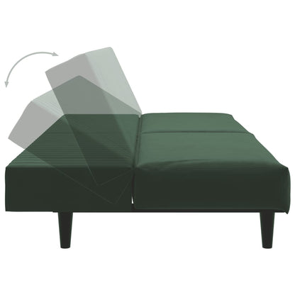 Dark green velvet 2-seater sofa bed