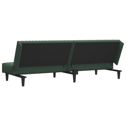 Dark green velvet 2-seater sofa bed
