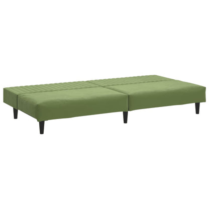 Sofá-cama de 2 lugares veludo verde-claro