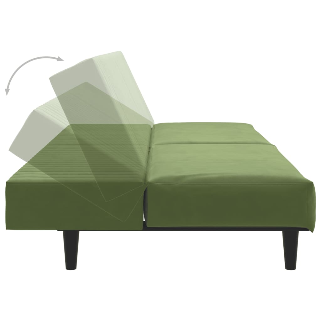 Sofá-cama de 2 lugares veludo verde-claro