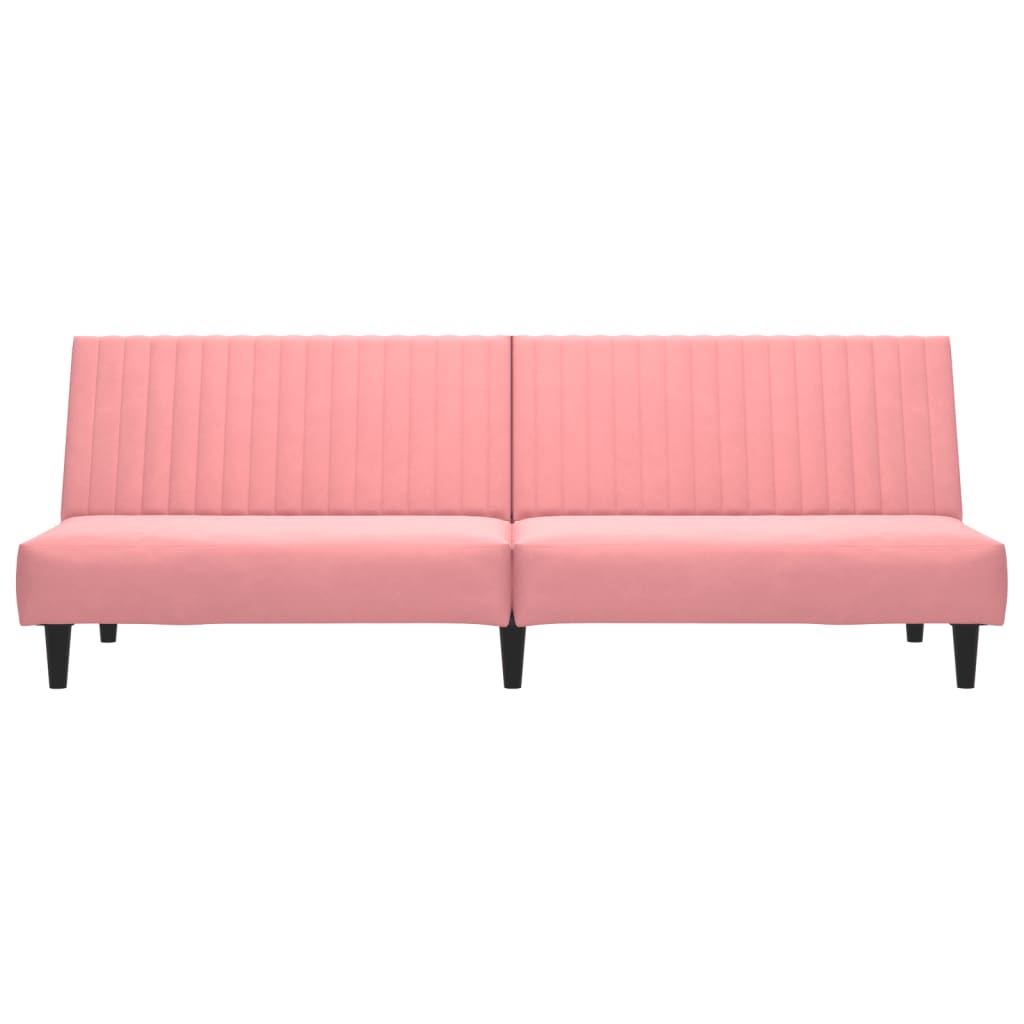 2-seater pink velvet sofa bed