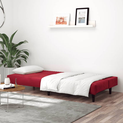 2-seater sofa bed in red velvet