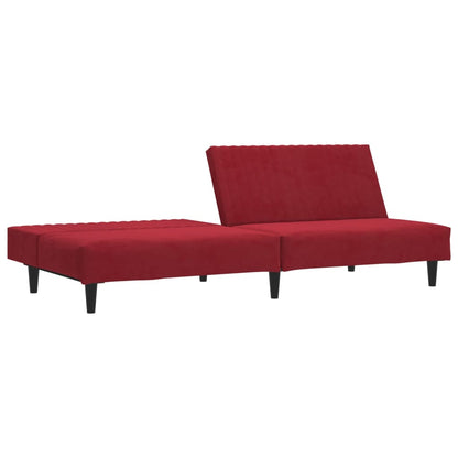 2-seater sofa bed in red velvet
