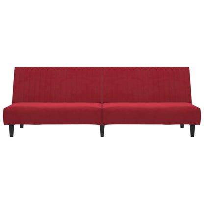 2-seater sofa bed in red velvet